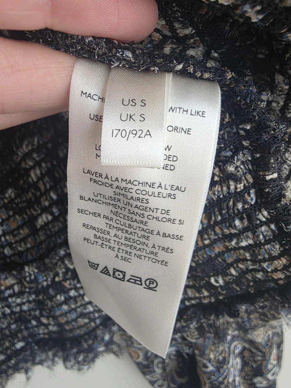 Free People Lolita Black Paisley Smocked Crop Blouse Top S Like New